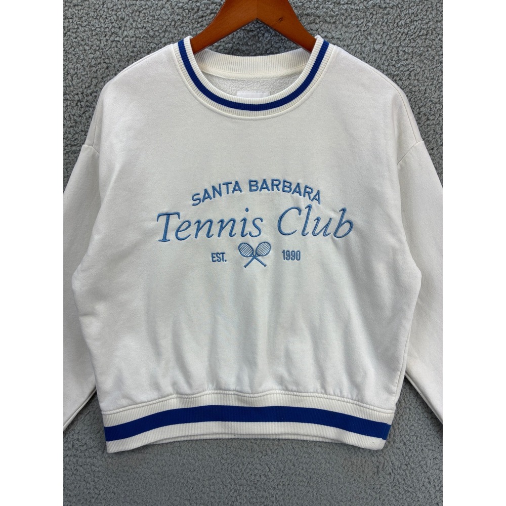 Lazy Sunday Santa Barbara Tennis Club Sweatshirt Women's Size M White Pullover - Picture 4 of 16